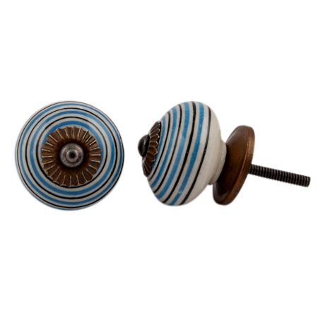 Turquoise Black Striped Knobs